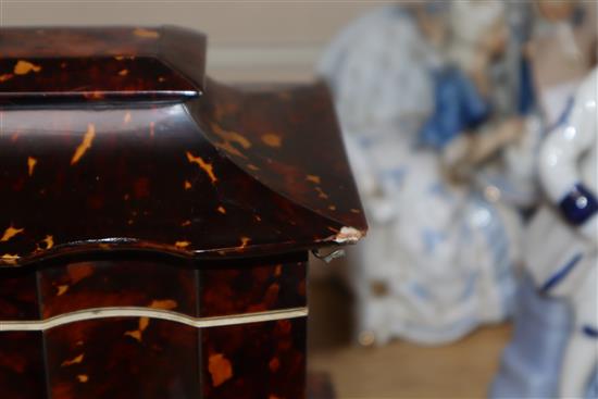 A 19th century tortoiseshell tea caddy